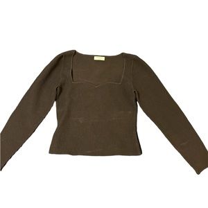 Babaton sweater in black with a square neckline.  Gently used.  Long sleeves.